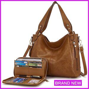 Hobo Tote Crossbody Bag Vegan Leather Adjustable Strap Multi-Pocket Chic